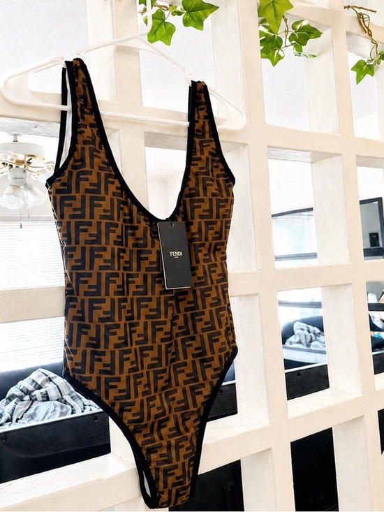 Fendi Other - Fendi Brown and Black FF Logo One-Piece Swimsuit